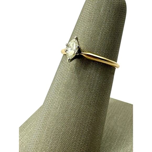 14K Yellow Gold .25cttw Marquise Diamond Solitaire Ring (16304) - Picture 5 of 7